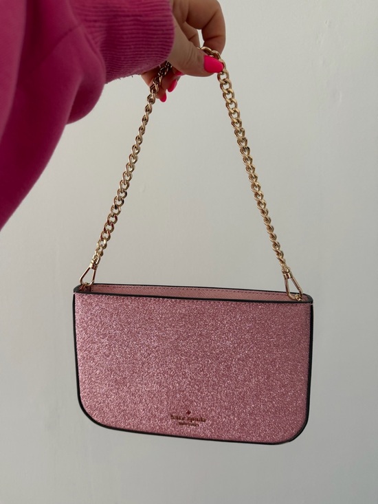 kate spade Handbags - Kate Spade Pink Glitter Gold Chain Small Bag
